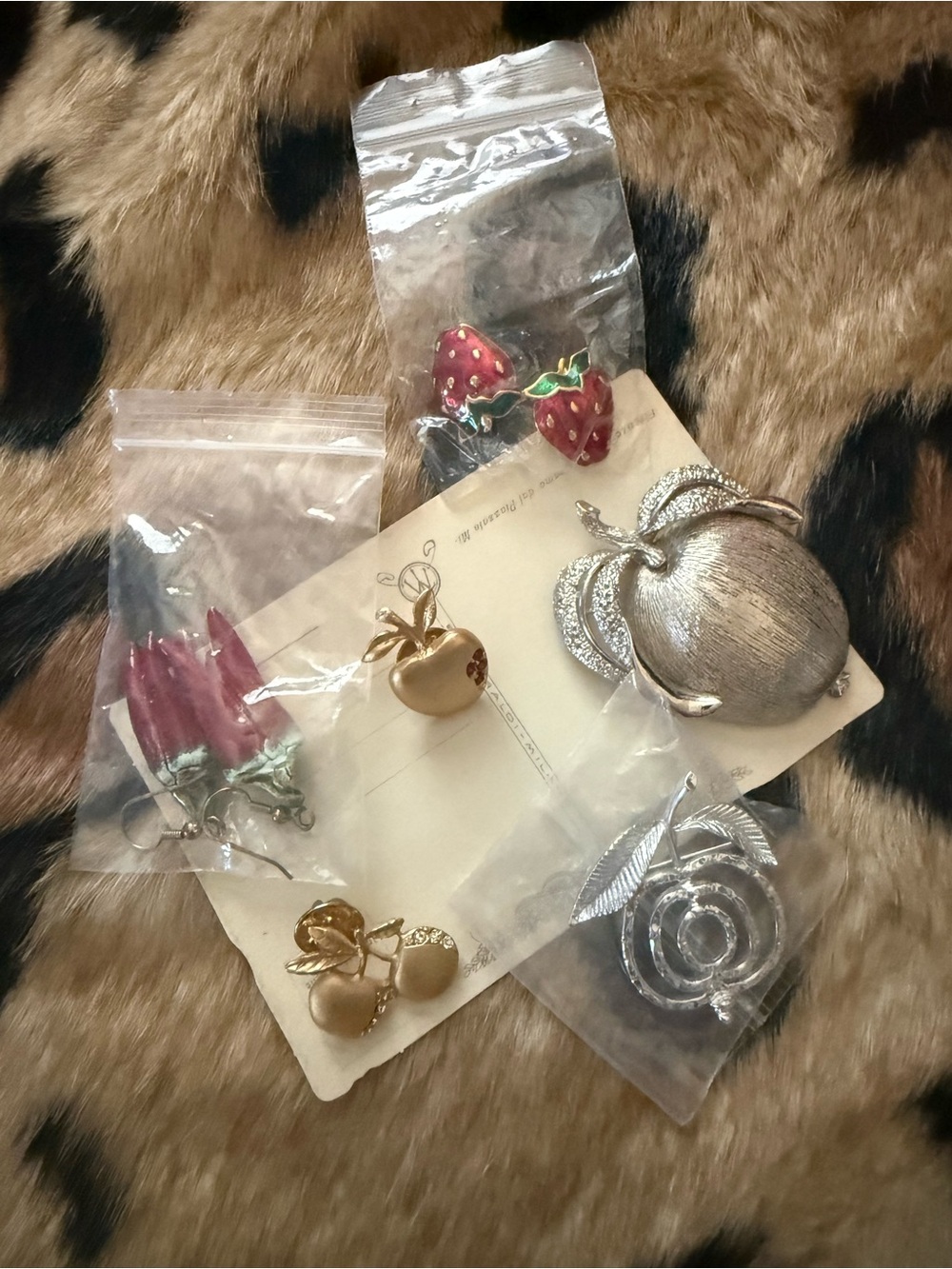 Fruit Brooch and Earring Set